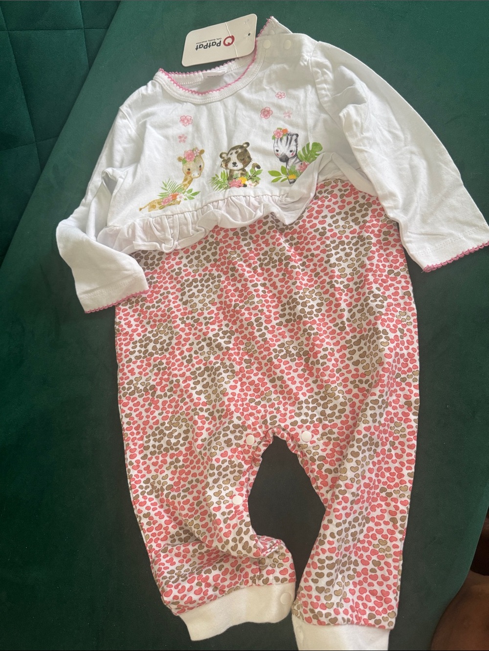 PatPat White Infant Bodysuit with Pink Trim